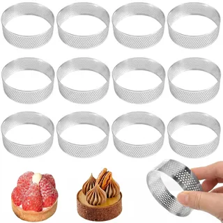 12 Stück 6 CM 430 Mousse Tartelette Förmchen Tartlettförmchen Dessertringe | Törtchen Formen Dessert, für DIY Desserts und Backkreationen Herstellung Von Pie Kuchen Mousse Backform