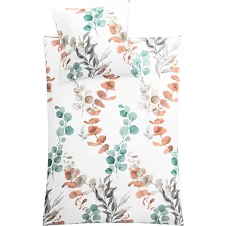 Kleine Wolke Bettwäsche Satin FABALES Eucalyptus 155 x 220 cm und 80 x 80 cm - Grün