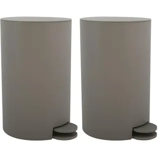 MSV Kosmetikeimer Osaki Mülleimer Treteimer Abfalleimer - 3 Liter – mit herausnehmbaren Inneneimer - Taupe (Packung mit 2)