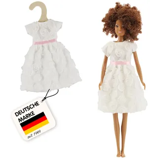 Heless Time2Shine 8650 - Puppenkleid in Weiß, mit Rosenmuster und rosa Gürtel, für Modepuppen der Größe 29 cm