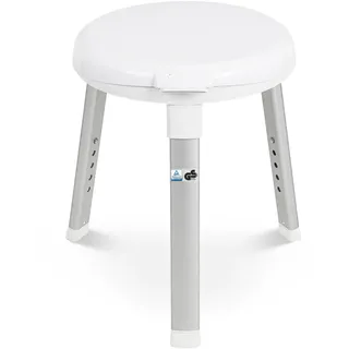 Weinberger 360° drehbarer Duschhocker höhenverstellbar 38-48 cm | Belastbar bis 150 kg | 2,8 kg leicht, rutschfest & modern | Runder Duschstuhl für Senioren für mehr Sicherheit im Bad in weiß