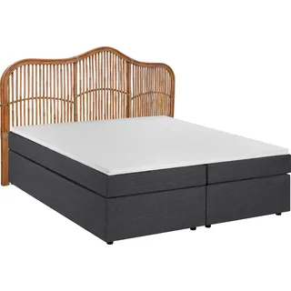 SIT Boxspringbett Mit Rattan-Kopfteil, grau
