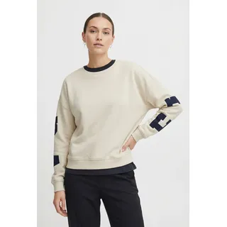 Sweatshirt ONLY "ONLSWEAT L/S BACK/SLEEVE PRINT SWT NOOS", Damen, Gr. S, beige (birch detail:night sky florida print), Sweatware, Obermaterial: 60% Baumwolle, 40% Polyester, bedruckt, loose fit normal, Rundhals, Rippbündchen, Sweatshirts Sweatshirt