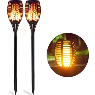 FVTLED Solarlampen Für Außen Garten 96 LED Gartendeko für Draußen leuchtet automatisch ein/aus mit Lichtsensor im Freien Solarbeleuchtung warmes Licht Gartenbeleuchtung wasserdicht IP65 2pcs