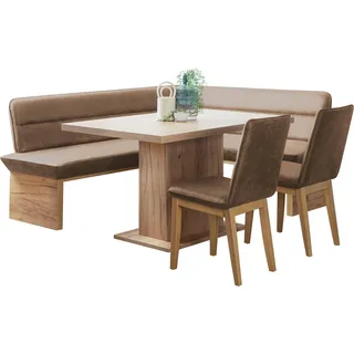 Home Affaire Eckbankgruppe »Beluna + Cross Essecke Sitzgruppe Eckbank Küchenbank BESTSELLER« Set, Eckbank, 2 Stühle und Tisch, 4 Stk. tlg. Sitzgruppe Esszimmer Stühle Tisch und Bank bequem gepolstert, braun
