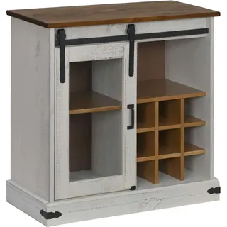 SYFAXTM Sideboard HALDEN mit Schiebetür Weiß 80x40x80 cm Massivholz - Weiß