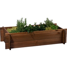 Bild dobar® Hochbeet Massivholz Gr. M stapelbar - Pflanzkasten - 117 x 58,5 x 27,5 cm - Dunkelbraun