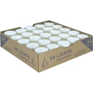 Horeca Candles - Theelichter Transparente Hülle - 8 Stunden Brenndauer - Weiß - 50 Stück Klar Teekerzen - Ohne Duft - Kerzen in Durchsichtigem Behälter