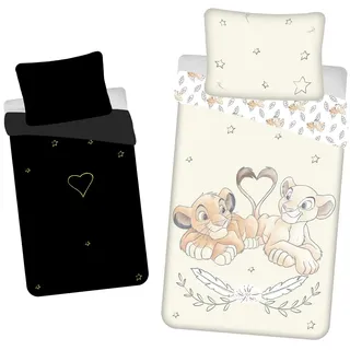 Disney Lion King Best Friends Bettwäsche-Set, Bettbezug 140 x 200 cm / 70 x 90 cm Baumwolle Glow in The dark "König der Löwen"