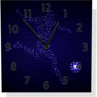 Wallario Design Wanduhr Fußball - ein Spieler aus tausend Sternen in blau aus Aluverbund, Größe 30 x 30 cm - Schwarz