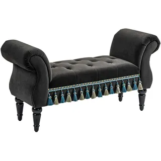 Homcom Polsterbank Samt Dunkelgrau 117 x 40 x 58 cm