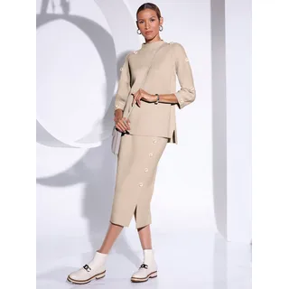 Strickrock CREATION L, Damen, Gr. 50, beige (sand), 50% Polyacryl, 50% Wolle, unifarben, wadenlang, Röcke Strickrock