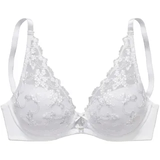 Schalen-BH LASCANA, Damen, Gr. 95, Cup C, weiß, Obermaterial: 60% Polyamid, 20% Elasthan, 20% Polyester, BHs Schalen-BH, mit Bügel in High-Apex-Schnittform aus Stickereispitze, sexy Dessous