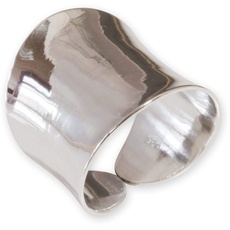 Fly Style Breiter Silberring Damen - Ring Silber 925 Damen offen verstellbar, Statement Ring, Ring Grösse:21.3 mm, Oberfläche:Poliert