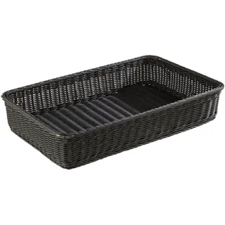 APS 50722 Korb "PROFI LINE", GN 1/1, 53 x 32,5 cm, Höhe 10 cm, mit Edelstahldraht im Rand, Polypropylen, schwarz