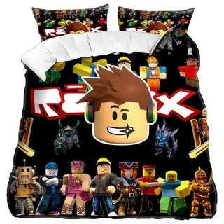 Roblx Kinderbettwäsche Set 3 Teilig, Roblx Anime Kinderbettwäsche 135*200cm