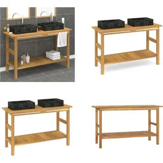 vidaXL Waschtisch mit Schwarzen Marmorbecken Massivholz Teak - Waschtisch - Waschtische - Badmöbel - Waschbeckenunterschrank - Schwarz