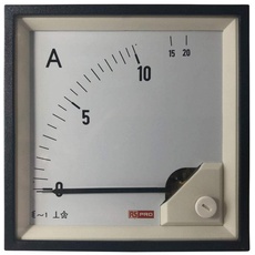 RS PRO Amperemeter 20 (Input) A AC Dreheisen, 92mm x 92mm T. 54 (<30 A) mm, 0 → 20 (Input) A / 1%