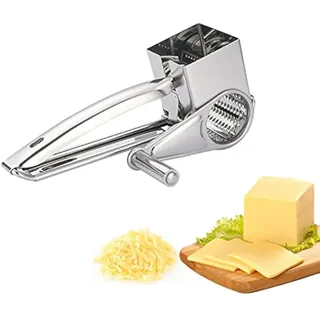 Beowanzk Käsereibe Trommelreibe mit Kurbel,Parmesanreibe Profi Küchenreibe Reibe Edelstahl für Gemüse,Kartoffeln,Karotten Multireibe Manuell Cheese Grater Parmesanmühle
