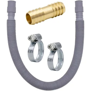 VARIOSAN Ablaufschlauch Verlängerung Set 14955, 60-200 cm, ausziehbar, 3/4", inkl. Messing Schlauchverbinder und Schlauchschellen, für Waschmaschine und Geschirrspüler