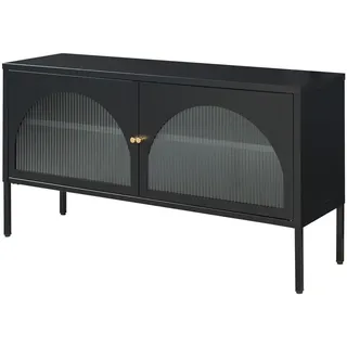 [en.casa] Karlskrona Lowboard 115x64x35 cm Schwarz Matt Glas/Metall