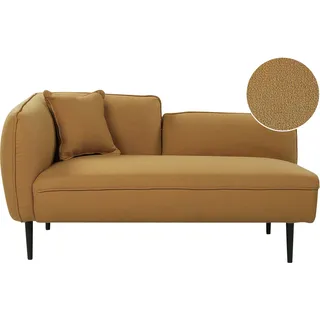 BELIANI Chaiselongue Senfgelb Stoffbezug Bouclé Linksseitig mit Kissen Metallbeine Modern für Wohnzimmer Schlafzimmer Wintergarten Kleine Räume - Gelb, Schwarz