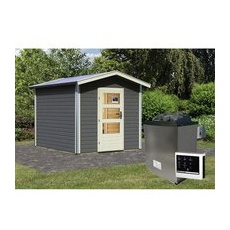 KARIBU Sauna »Goldingen 1«, BxHxT:231 x 235 x 273 cm, naturbelassen - beige