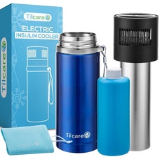 Elektrischer Insulin-Kühler Insulin Kühlbox USB Ladegerät & Bio-Gel von Tilcare - Unbegrenzte Stunden, Großes Fassungsvermögen TSA-genehmigter Insulin Kühlbox - Hält bis zu 6 Diabetiker-Pens