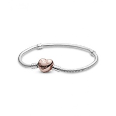 Bild Moments Schlangen-Gliederarmband mit Herz-Verschluss, 580719-16, Silber/Rosé, 16 cm