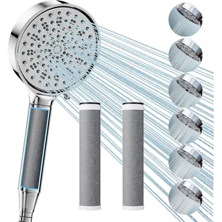 Cobbe Filter Duschkopf mit Schlauch, Handbrause mit 3 Carbon Duschfilter, Duschbrause mit 6 Strahlarten, Hochdruck Sparduschkopf mit Filter Gegen Kalk für Hartes Wasser, 99% des Chlors entfernen