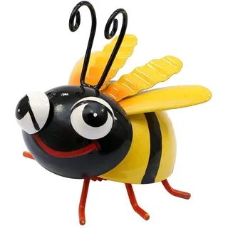 Dekohelden24 Metall Biene mit Magnet/Kühlschrankmagnet, Maße L/B/H: 7,5 x 8 x 7 cm