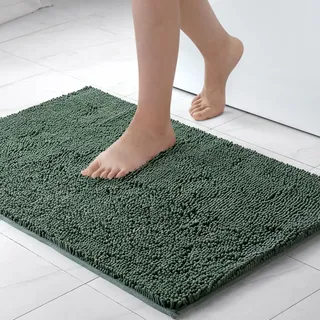 MIULEE Badematte 70x120 cm Matcha Grün – Super Saugfähiger Badteppich Weich & rutschfest, Waschbarer Badezimmerteppich aus Chenille Mikrofaser für Dusche & WC – Pflegeleichter Badvorleger für Zuhause