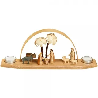 Schwibbogen Christi Geburt natur Teelichter BxHxT 32x14x7,5cm NEU Lichterbogen F