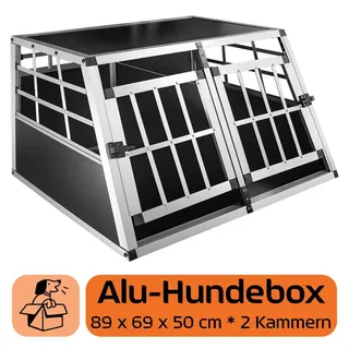 Petigi Hundebox Hundetransportbox Auto Alu Transportbox Aluminium 89 x 69 x 50 cm Haustier Käfig