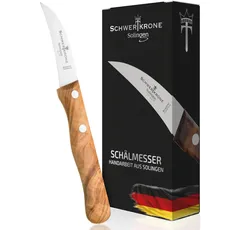 Schwertkrone Messer Solingen Germany Obstmesser/Gemüsemesser Scharf/Schälmesser Holz Olive 15,5 cm gebogen rostfrei Vogelschnabel (1)