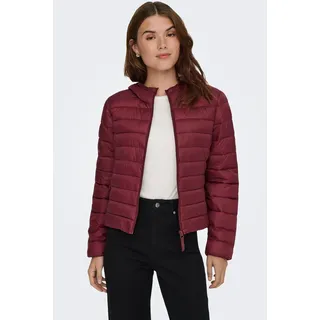 Steppjacke ONLY "ONLTAHIA LW QUILTED HOOD JKT OTW CC OTW", Damen, Gr. L, rot (cabernet), Steppware, Obermaterial: 100% Nylon, unifarben, regular fit normal, Jacken Steppjacke, Kunstfaser