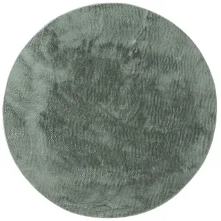 benuta Kunstfellteppich Furry Grün ø 200 cm rund , Kunststoff , Rund , 200x200 cm , pflegeleicht , Teppiche und Böden, Teppiche, Schaffelle & Kuhfelle