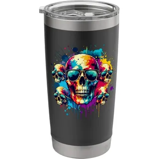 Halloween Spritzkunst Schädel Sonnenbrille Doppelwandiger Edelstahl-Thermobecher