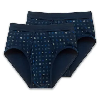 SCHIESSER Slip kariert M 2er Pack blau