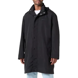 Armani Exchange Men's The Grid, Printed Logo Lettering Caban Coat Black,XXL