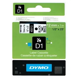 Dymo D1 Schriftband 12mm/7m weiß auf schwarz