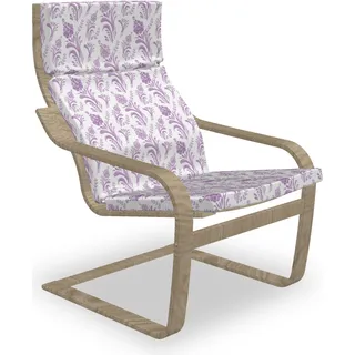ABAKUHAUS Blume Poäng Sessel Polster, Floral Folk Motiv, Sitzkissen mit Stuhlkissen mit Hakenschlaufe und Reißverschluss, Fuchsia und Weiß - Weiß