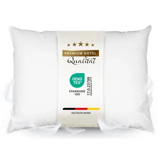 ZOLLNER Kopfkissen aus 85% Federn und 15% Daunen - Made in Germany – für Allergiker geeignet – Bezug aus hochwertiger Baumwolle - waschbar bis 60°C - 60x80 cm - Hotelqualität