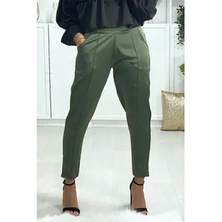 Damen Stretch Poptrash Pants Silk Design Hose Seiden Glatte Chino | L-XL - Grün