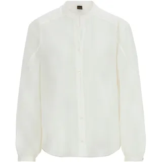 Klassische Bluse BOSS ORANGE "Berday Premium Damenmode", Damen, Gr. 36, weiß (open weiß 118), Web, Obermaterial: 100% Baumwolle, unifarben, regular fit hüftbedeckend, Serafino, weit, Blusen Klassische Bluse, mit Ballonärmeln