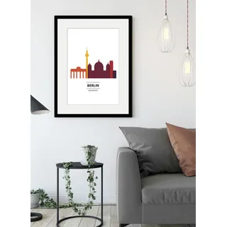 Bild QUEENCE "Berlin Color Splash", bunt (farbe rahmen: schwarz, farbe bild(er): bunt), B:30cm H:40cm, Acrylglas, Holz, Papier, Bilder, Bild, HD Premium Poster-Druck inkl. Holzrahmen