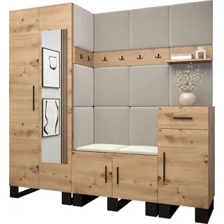 Garderobe ARTIN Set 13 mit gepolsterten Paneelen Industrial Design - Braun