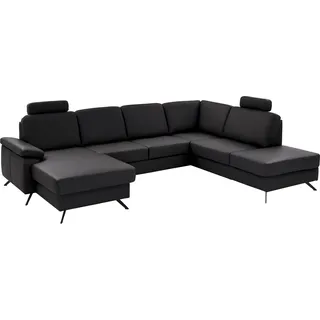 die planbar Wohnlandschaft Leder U-Form schwarz