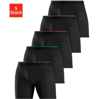 Langer Boxer AUTHENTIC LE JOGGER, Herren, Gr. S (4), 5 Stk., schwarz, Jersey, Obermaterial: 95% Baumwolle, 5% Elasthan, unifarben, körpernah, Unterhosen Langer Boxer, mit zweifarbigem Webbund und längerem Bein
