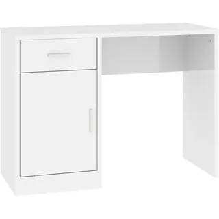 vidaXL Schreibtisch mit Stauraum Hochglanz-Weiß 100x40x73 cm - Weiß